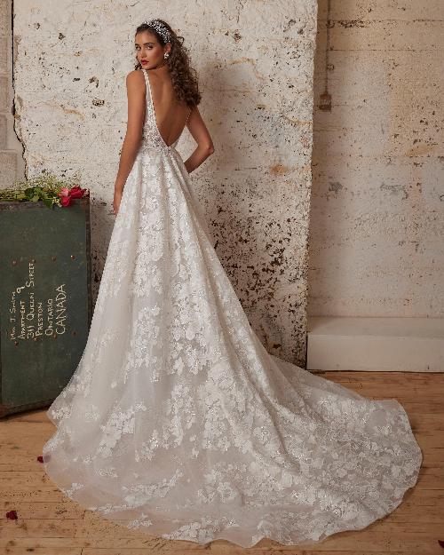 123239 a line floral lace wedding dress with tank straps1